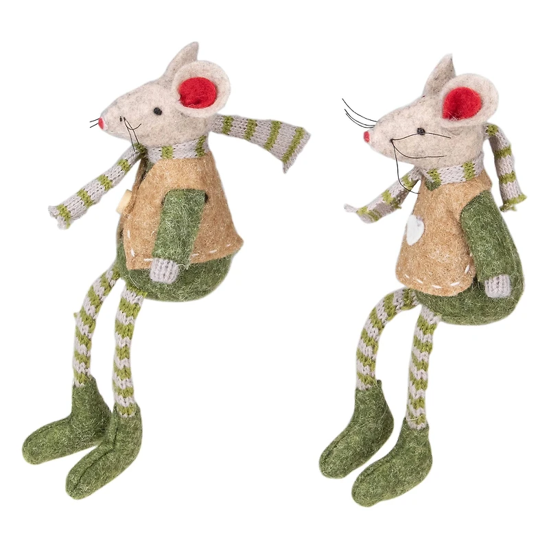 7.5" Boy & Girl Mice Christmas Ornaments Set