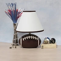Simple Designs™ 11.5" Football Base Table Lamp with White Shade Brown Trim