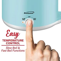 Brentwood Blue 1.6qt. 600 Watt Stainless Steel Electric Hot Pot Cooker & Food Steamer