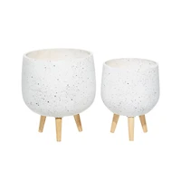 Set of 2 White MgO Contemporary Planter 17", 15"