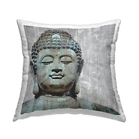 Stupell Industries Buddha Meditating Figure Closed Eyes Concentration Throw Pillow 18" x 18"