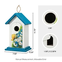 Glitzhome® 11.75" Distressed Wood Daisy with Butterfly Birdhouse