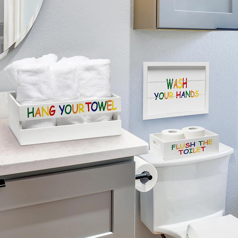 Elegant Designs White Wash Kids Towel Holder