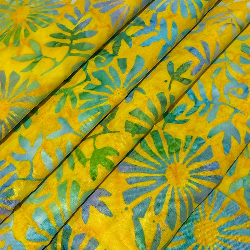 Feldman Premium Indonesia Batik Blue & Green Daisy Fabric