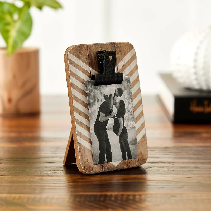 White & Natural Chevron Mini Clip Frame by Studio Décor®