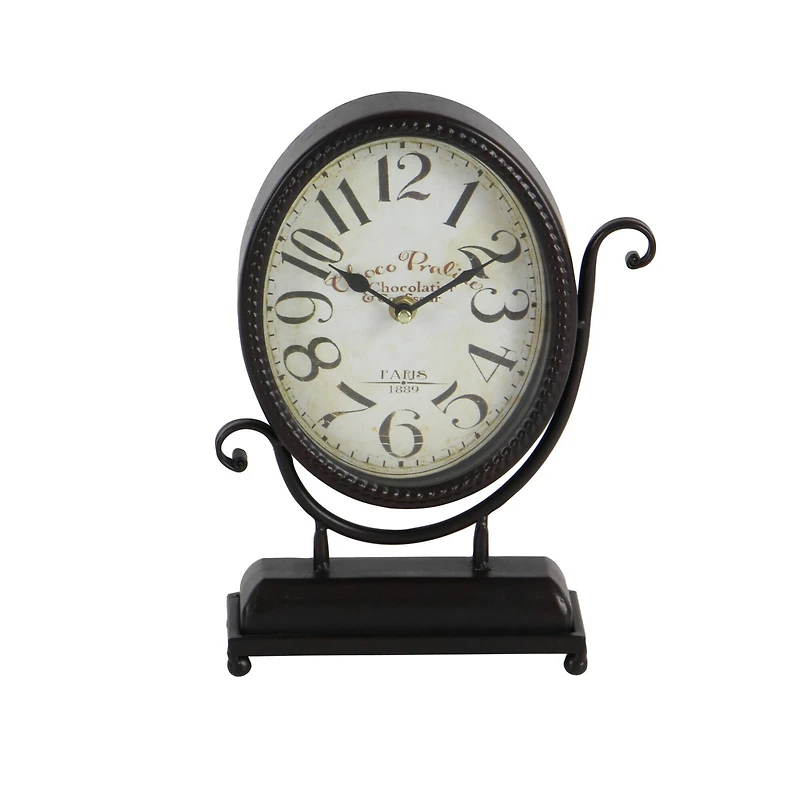 12" Black & White Metal Oval Clock Set