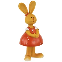 8" Bunny Girl in Polka Dot Dress Easter Outdoor Garden Statue