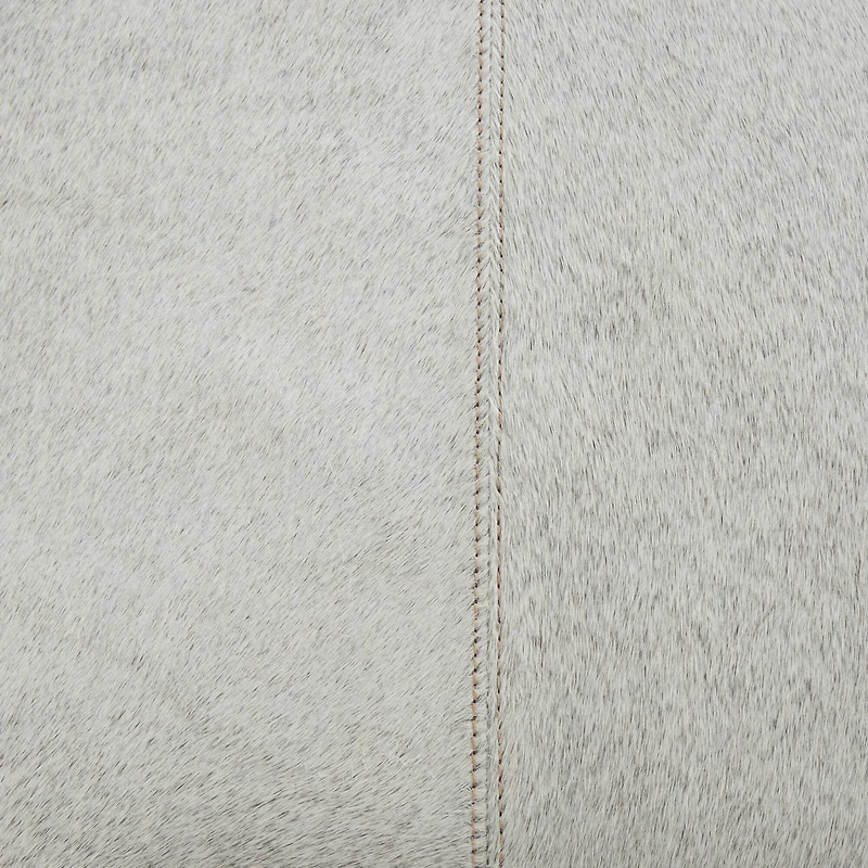 Light Gray Leather Geometric Bench with Angled Silver Metal Base