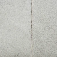 Light Gray Leather Geometric Bench with Angled Silver Metal Base