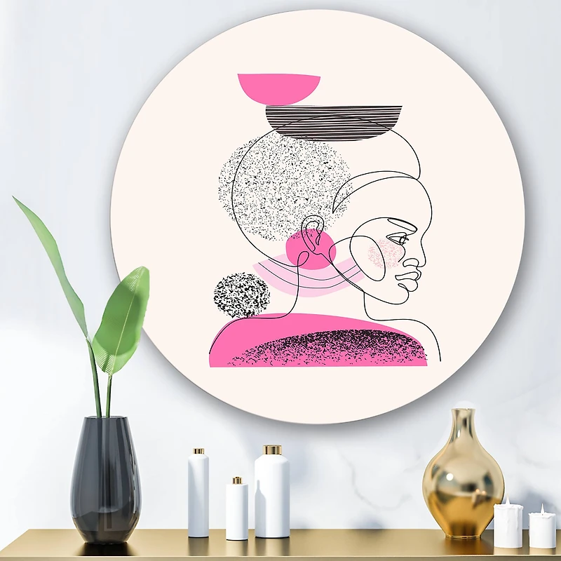 Designart - One Line Portrait of Afro American Women I