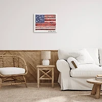 Stupell Industries God Bless America Phrase Macrame Pattern Flag Canvas Wall Art