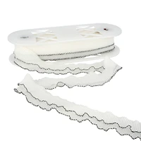 1.7" White Pleat Black Scallop Chiffon Trim by Celebrate It®