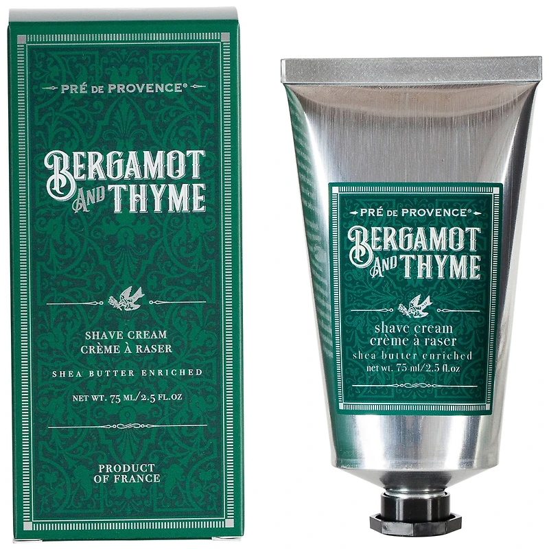 European Soaps Bergamot & Thyme Men's Shave Cream with Shea, 75mL
