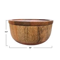 Hello Honey® 10" Round Natural Mango Wood Serving Bowl with Lid