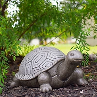 11.75" Polished Gray Turtle Outdoor Garden Statue