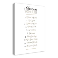 Christmas House Rules Canvas Wall Art