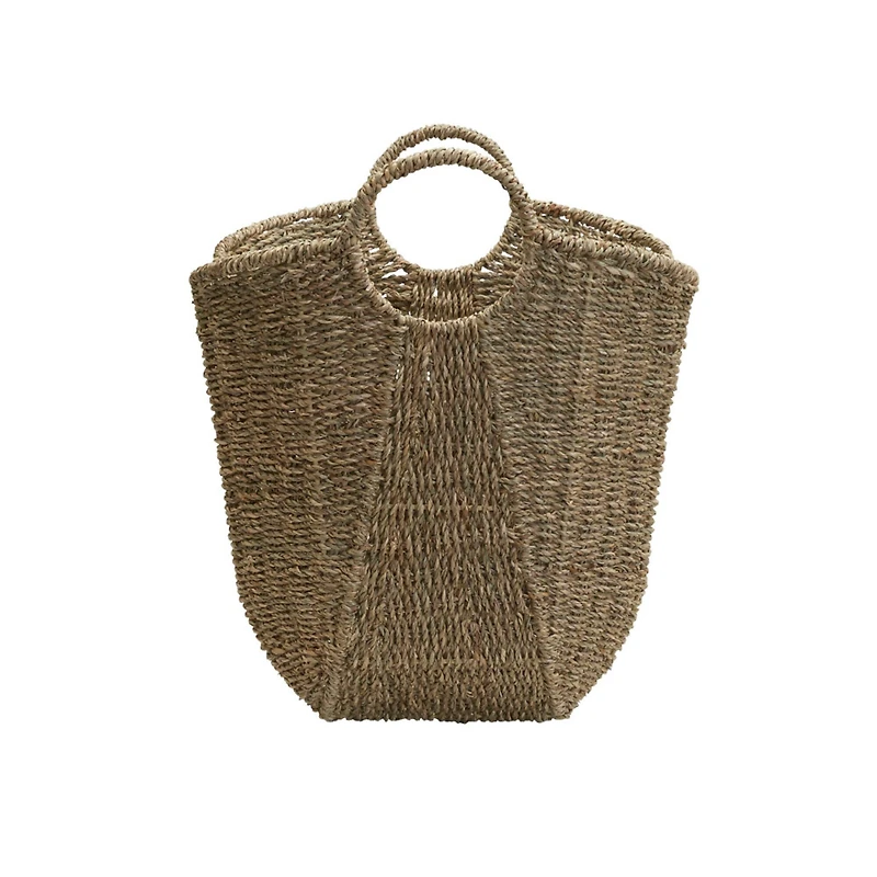 Household Essentials 17.5" Natural Woven Seagrass Basket with Handles