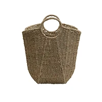 Household Essentials 17.5" Natural Woven Seagrass Basket with Handles