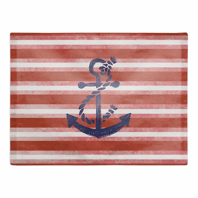 18" Red Stripes & Anchor Poly Twill Placemat
