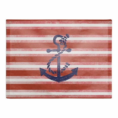 18" Red Stripes & Anchor Poly Twill Placemat