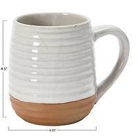 Hello Honey® White Ribbed & Reactive Glaze Rustic Stoneware Mug Set