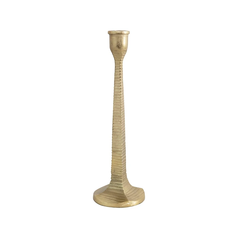 Hello Honey® 14" Ridged Gold Metal Taper Candle Holder