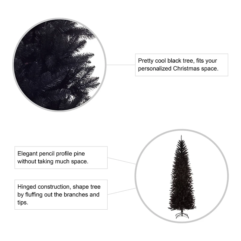 7.5ft. Unlit Black Tinsel Artificial Christmas Tree