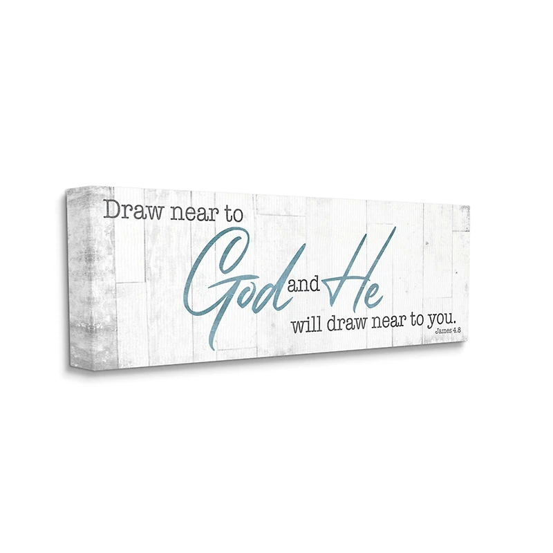 Stupell Industries Draw Near to God Phrase Charming Faith Based Canvas Wall Art