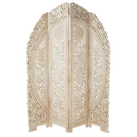 White Mango Wood Eclectic Room Divider Screen, 72 " x 60 " x 2 "