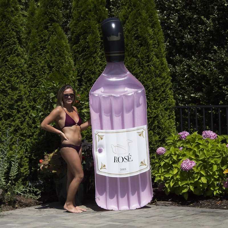 Swimline 94" Inflatable Rosé Bottle Pool Lounge Float