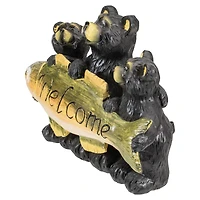 10" Bear Family Trio Welcome Sign Outdoor Garden Statue