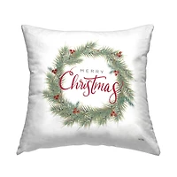 Stupell Industries Merry Christmas Wreath Throw Pillow