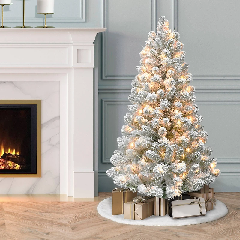 4ft. Pre-Lit Flocked Virginia Pine Artificial Tree, Clear Lights