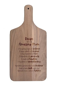 17" Recipe for an Amazing Mom Walnut Paddle Cutting Board