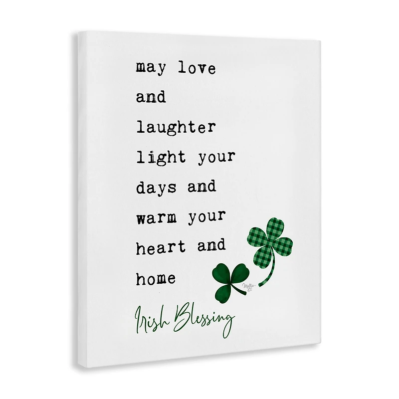 Stupell Industries Heart & Home Touching Irish Blessing Clover Motif Canvas Wall Art