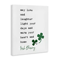 Stupell Industries Heart & Home Touching Irish Blessing Clover Motif Canvas Wall Art
