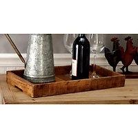 Brown Rectangle Wood Rustic Tray Set