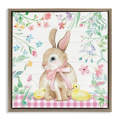 Stupell Industries Easter Bunny & Chicks Floater Framed Art