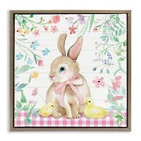 Stupell Industries Easter Bunny & Chicks Floater Framed Art