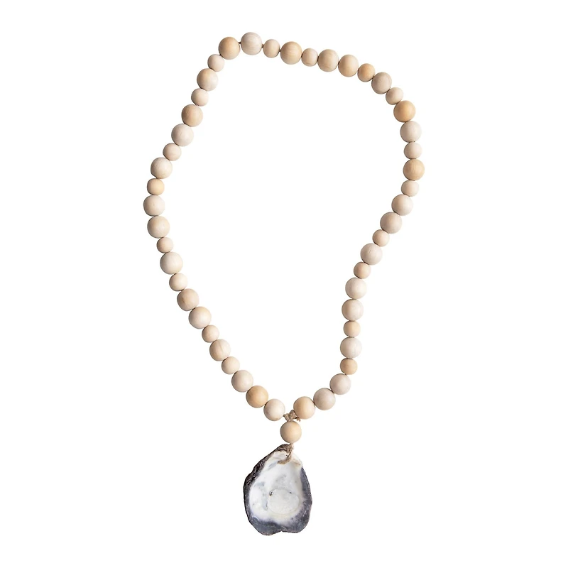 Hello Honey® 20" Mango Wood Beads with Oyster Shell Pendant
