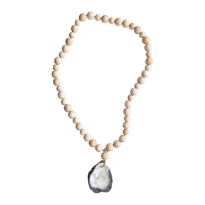Hello Honey® 20" Mango Wood Beads with Oyster Shell Pendant