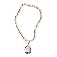 Hello Honey® 20" Mango Wood Beads with Oyster Shell Pendant