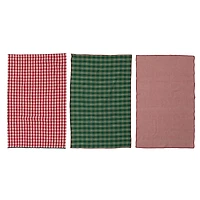 Hello Honey® Red & Green Woven Cotton Tea Towel Set