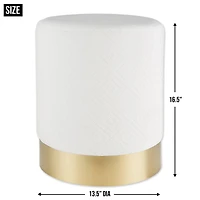 16.5" White Velvet Stool