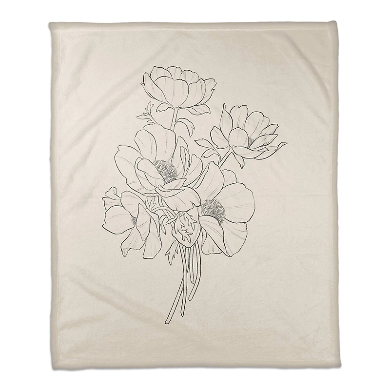 Simple Poppy II 50" x 60" Coral Fleece Blanket