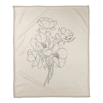 Simple Poppy II 50" x 60" Coral Fleece Blanket
