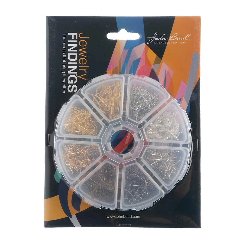 John Bead Earwires Assortment Round 8 Slot Jewelry Making Kit, 240ct.