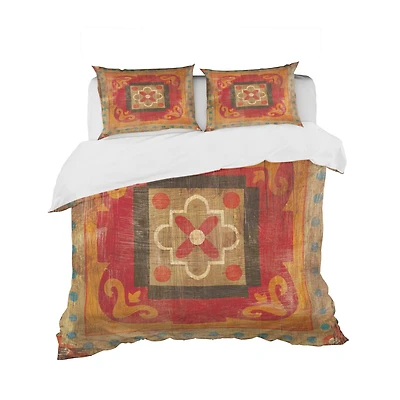 Designart 'Moroccan Orange Tiles Collage II' Cottage Bedding Set