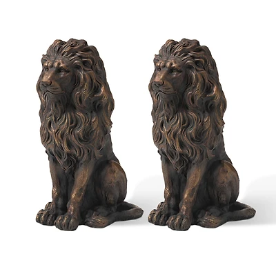 Glitzhome® 20.5" Guardian Sitting Lion Statue Set