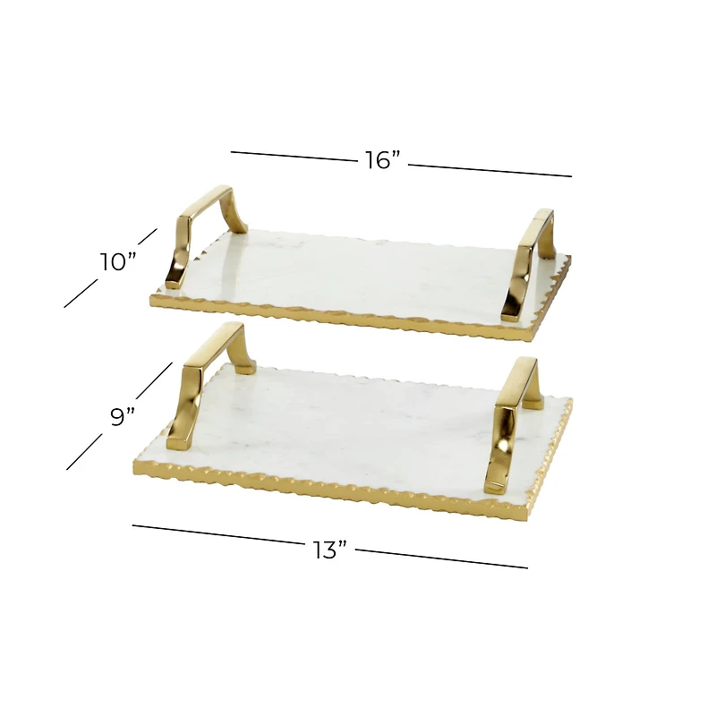 Set of 2" Gold Ceramic Glam Tray, 16", 13"
